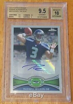 Russell Wilson 2012 Topps Chrome Rookie Autographs BGS 9.5/10 Auto Signature RC