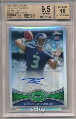 Russell Wilson 2012 Topps Chrome Rookie Refractor Auto #149/178 Bgs 9.5 Gem 10