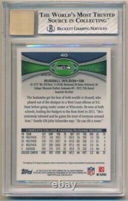 Russell Wilson 2012 Topps Chrome Rookie Refractor Auto Sp #/178 Bgs 8 Nm-mt 10