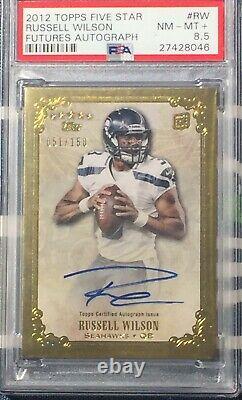 Russell Wilson 2012 Topps Five Star Rookie Card RC Auto #51/150 Autograph PSA