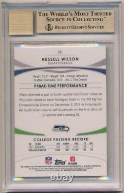 Russell Wilson 2012 Topps Prime Rc Gold Autograph Sp Auto #30/75 Bgs 9.5 Gem 10