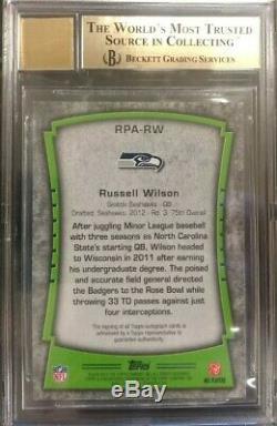 Russell Wilson 2012 Topps Rc Rookie Premiere Autograph Seahawks Auto /90 Bgs 9.5