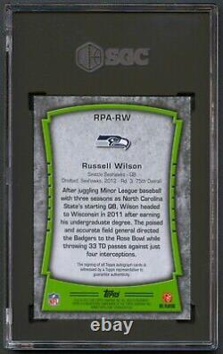 Russell Wilson 2012 Topps Rookie Premiere Auto Autograph Rc /90 Sgc Very Rare