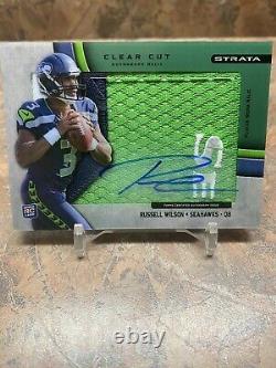 Russell Wilson 2012 Topps Strata Green Rookie Logo Patch Auto RC /55 Seahawks