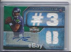 Russell Wilson 2012 Topps Triple Threads Green Triple Jersey Auto Rc #d 12/50