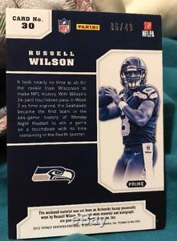 Russell Wilson 2012 Totally Certified Future Autograph Auto Sick Patch Rc 06/49