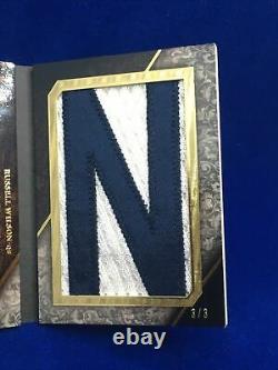 Russell Wilson 2014 Topps Triple Threads Booklet Auto Letter Dual Patch Ssp# 3/3