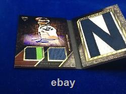 Russell Wilson 2014 Topps Triple Threads Booklet Auto Letter Dual Patch Ssp# 3/3