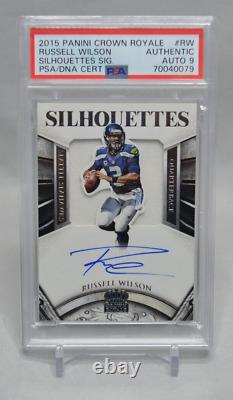 Russell Wilson 2015 Crown Royale Silhouettes Auto Patch #d 12/15 PSA 9 Auto