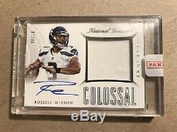 Russell Wilson 2015 Panini National Treasures Colossal ON CARD Auto Jersey /10