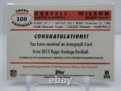 Russell Wilson 2015 Topps Heritage Autograph Auto Red #1/1! - Seahawks