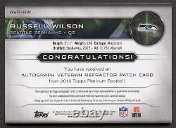 Russell Wilson 2015 Topps Platinum Red Patch Auto Autograph #3/5 Jersey Number