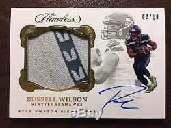 Russell Wilson 2017 Flawless JUMBO Patch Gold On-Card Auto Autograph 2/10 RARE