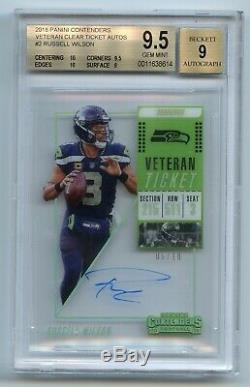 Russell Wilson 2018 Contenders /10 Veteran Clear Ticket Auto Autograph BGS 9.5 9
