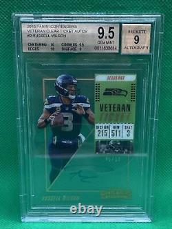 Russell Wilson 2018 Contenders Veteran Clear Ticket Auto BGS 9.5 Gold /10