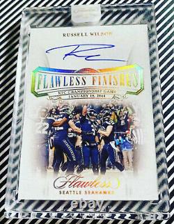 Russell Wilson 2020 Panini Flawless Finishes On-Card Auto 06/10 Seattle Seahawks