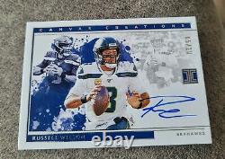 Russell Wilson 2020 Panini Impeccable Canvas Creations On Card Auto 5/10 Seattle