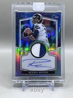 Russell Wilson 2021 Panini One Prizm #'d 5/8 Seahawks On-Card Auto & Game Patch