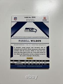 Russell Wilson #/299 Absolute auto 2012 Rookie Premier Materials Patch 230