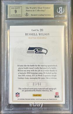 Russell Wilson Auto 2012 National Treasures Colossal Jersey /50 RC Bgs 9.5