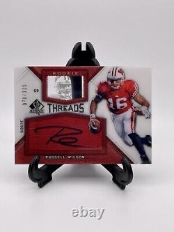 Russell Wilson Auto Jersey Patch Rc /335 2012 Ud Spx Rookie Threads Autograph Sp