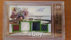 Russell Wilson Auto Rc 2012 Topps Prime Gold Quad Jersey Bgs 9.5/10 2/25 Hawks