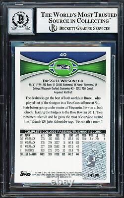 Russell Wilson Autographed 2012 Topps Chrome Rc Seahawks Gem 10 Auto Beckett