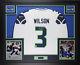 Russell Wilson Autographed & Framed White Seahawks Jersey Auto Wilson Coa D3-l