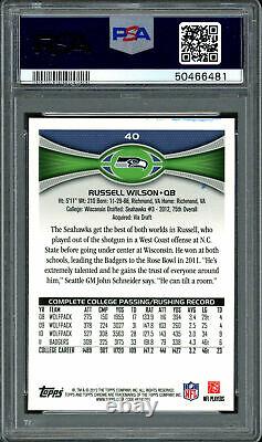 Russell Wilson Autographed Signed 2012 Topps Chrome RC Auto Grade 9 PSA 50466481