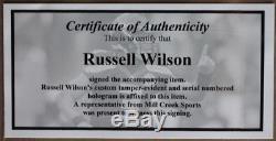 Russell Wilson Autographed and Framed Blue Seahawks Jersey Auto Wilson COA D2-L