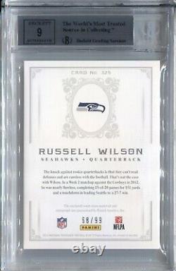 Russell Wilson Bgs 9 2012 National Treasures #325 Rookie Patch Auto Autograph 99