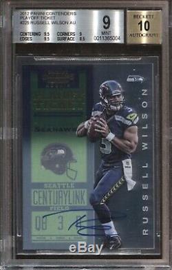 Russell Wilson Bgs 9 2012 Panini Contenders #225 Playoff Ticket Rookie Auto /99