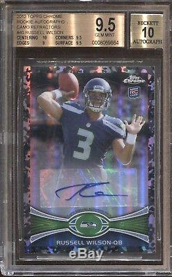 Russell Wilson Bgs 9.5 2012 Topps Chrome Camo Refractor Auto Autograph 28/105 Rc