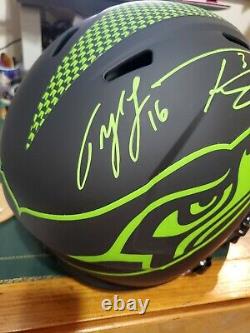 Russell Wilson DK Metcalf tyler Lockett Auto Signed Helmet Seattle Seahawks 1/1