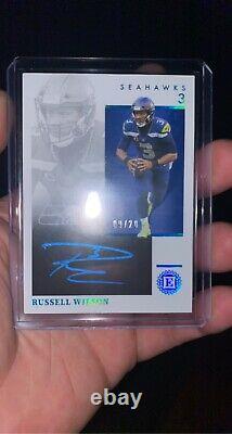 Russell Wilson Encased Sapphire /20 On Card Auto? Blue Ink