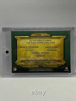 Russell Wilson Nick Foles 2012 Triple Threads Patch Auto /18 PRIZM RPA ROOKIE RC