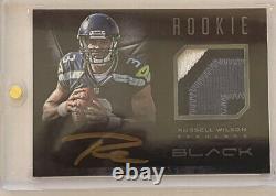 Russell Wilson RPA AUTO on card 2012 Panini Black PATCH ROOKIE 245/349 Seahawks