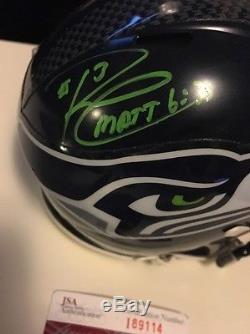 Russell Wilson Seahawks Auto Autographed Football Mini Helmet JSA Cert