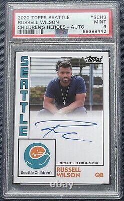 Russell Wilson Seattle Children's Heroes ON CARD AUTOGRAPH AUTO PSA 9 Mint