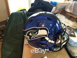 Russell Wilson Seattle Seahawks Signed Auto F/s Speed Authentic Chrome Helmet