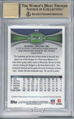 Russell Wilson Signed Auto 2012 Topps Chrome Rookie Refractor #40 BGS 9.5 10