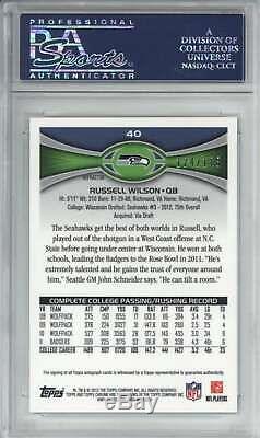 Russell Wilson Signed Auto 2012 Topps Chrome Rookie Refractor #40 PSA 9