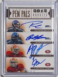 Russell Wilson Turbin Lamical 2012 Panini Pen Pals 4x On Card Auto Rookie Rc #13