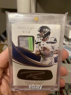 Russell Wilson immaculate auto Eye Black 07/10 3 Color Patch
