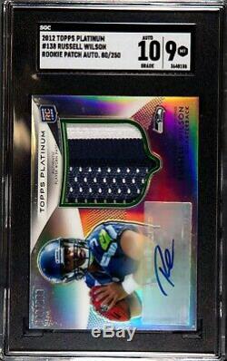 Sgc 9 2012 Topps Platinum Russell Wilson Rpa Jersey Patch Auto Rookie /250 Rc