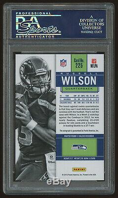 2012 Panini Contenders # 225a Russell Wilson Jersey Bleu Auto Rc Rookie Psa 10