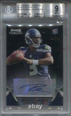 2012 Russell Wilson Bowman Sterling Auto Black Refractor Rookie Rc #/50 Bgs 9/10