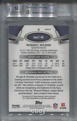 2012 Russell Wilson Bowman Sterling Auto Black Refractor Rookie Rc #/50 Bgs 9/10