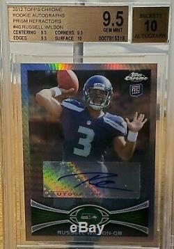 2012 Russell Wilson Chrome Rc Topps / 50 Prism Rookie Bgs 9.5 / 10 Auto True Gem +
