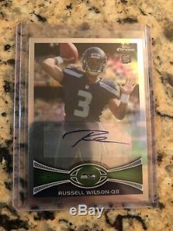 2012 Russell Wilson Chrome Topps Rc Auto Refractor # / 178 Seahawks